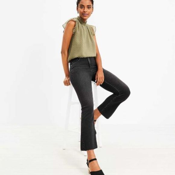 LOFT Jeans Nwot Loft Fresh Cut High Rise Kick Crop Jeans Black 298